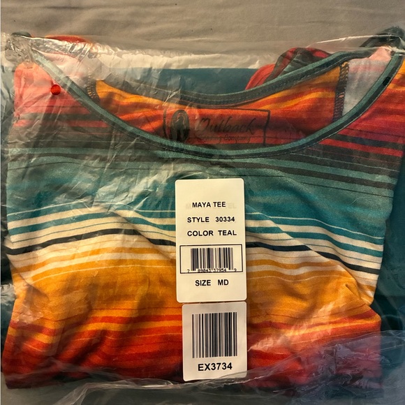 Vibrant Striped Short Sleeve Women's Top - Picture 3 of 3